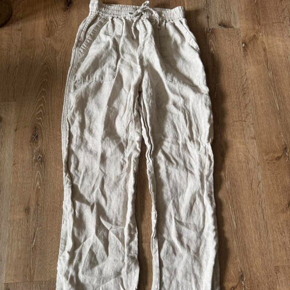 Banana Republic Woman's White Linen Drawstring Waist Wide Leg Pants Size XS - Picture 1 of 4